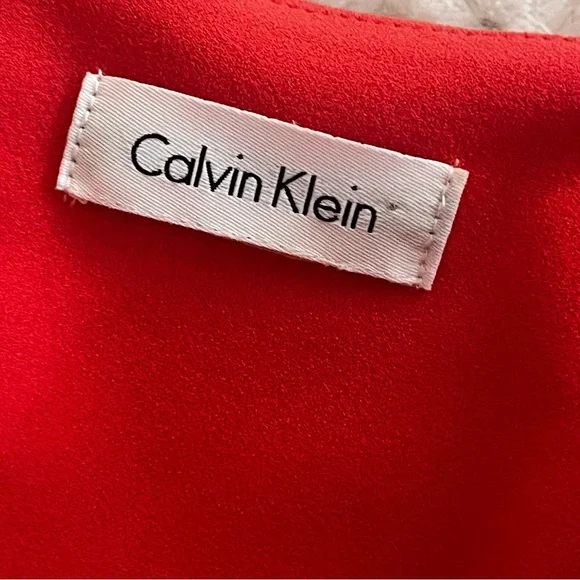 Calvin Klein Ruffled Bell Sleeve Sheath Dress Round Neck Formal Career Like New - Picture 3 of 16